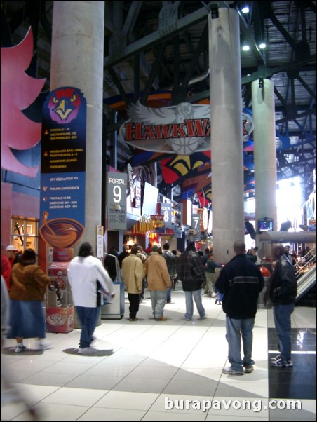 Inside Philips Arena. The Hawk Walk.