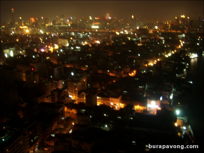Views of Bangkok's skyline at night, taken from atop Samphanthawong.
