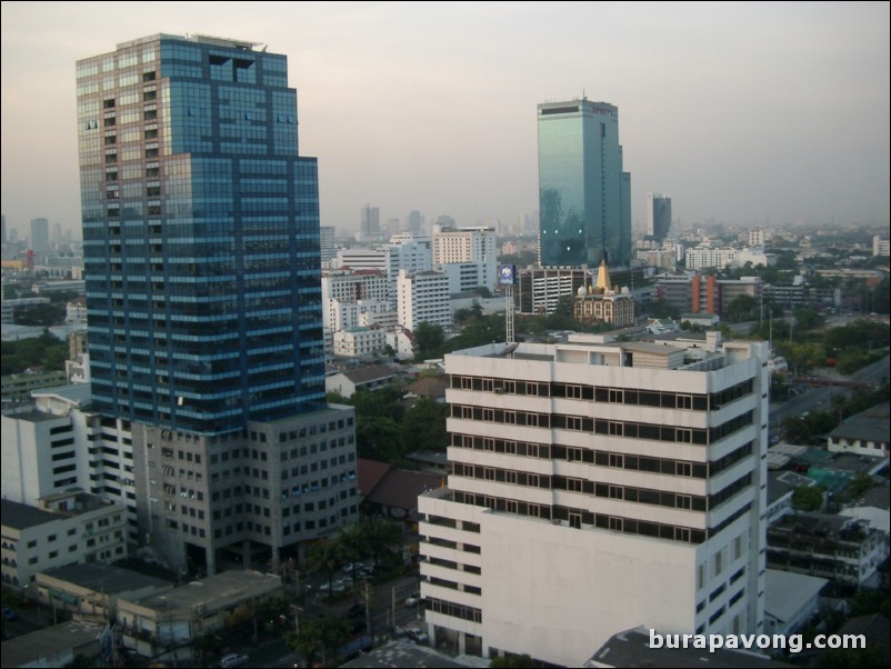 Aerial views of Bangkok skyline.