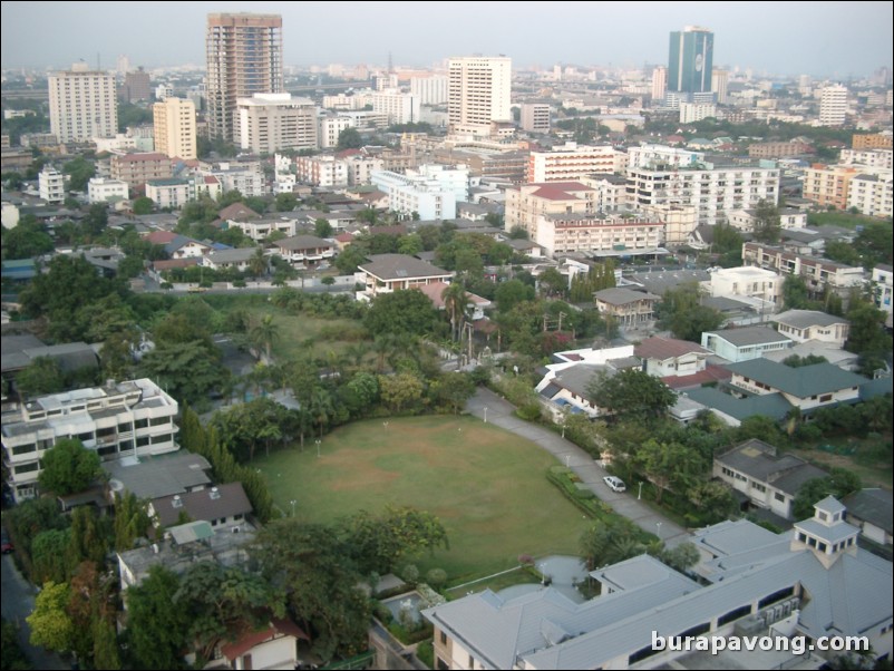 Aerial views of Bangkok skyline.