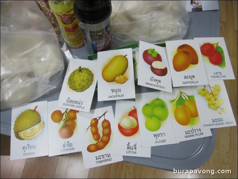 Thai children fruit cards.
