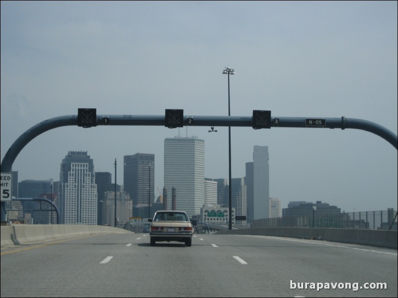 Taking I-93 into Boston.