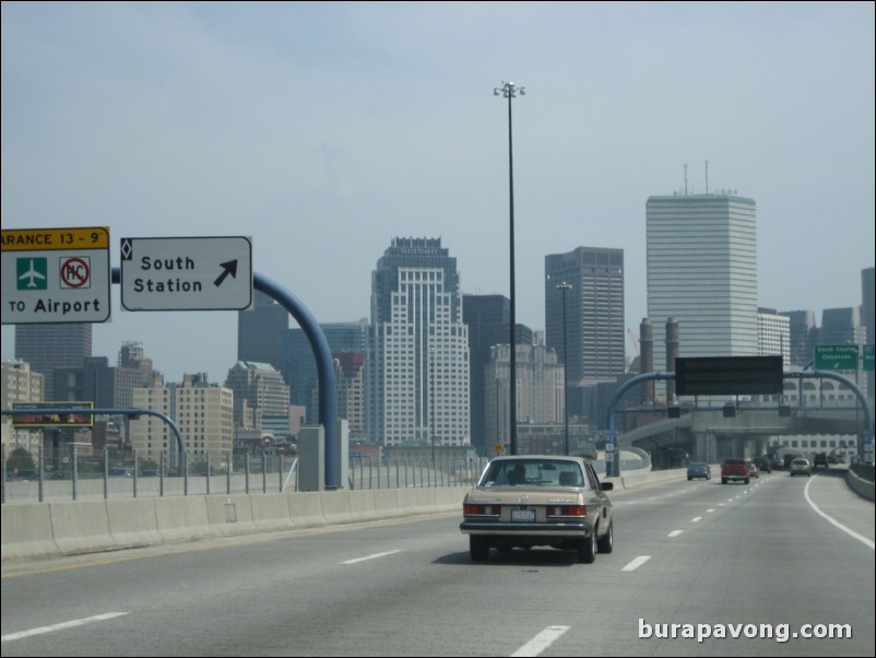 Taking I-93 into Boston.