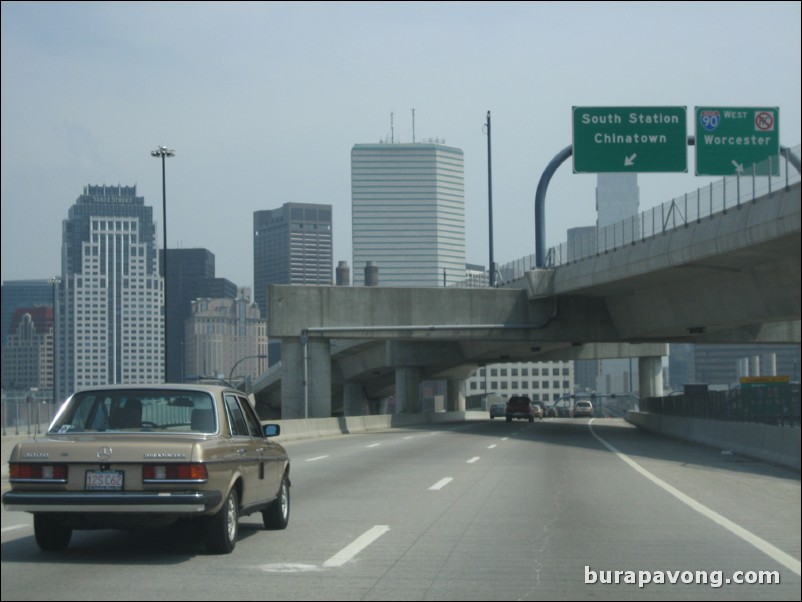 Taking I-93 into Boston.