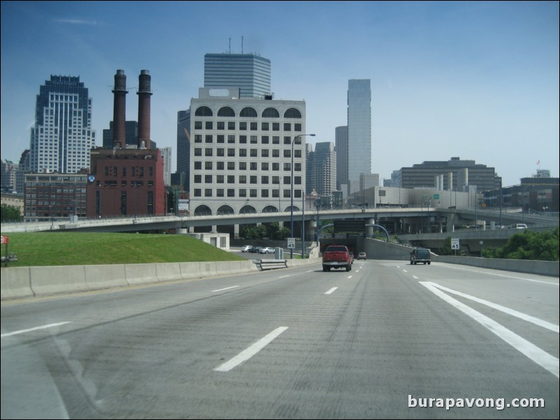 Taking I-93 into Boston.