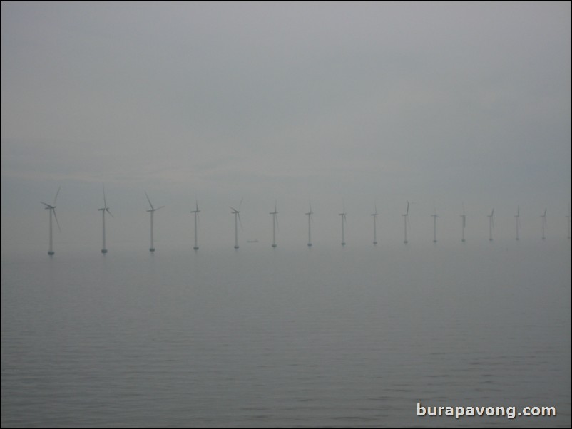One of the many wind farms spotted while cruising into Copenhagen.