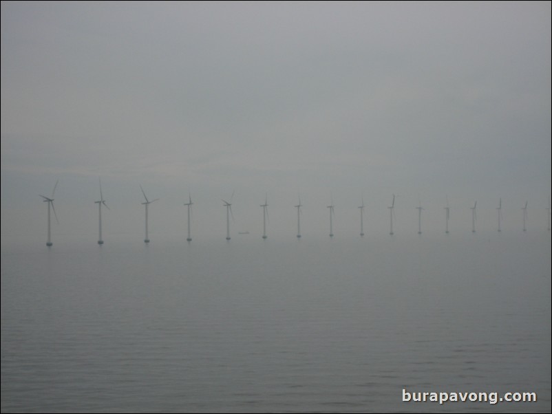 One of the many wind farms spotted while cruising into Copenhagen.