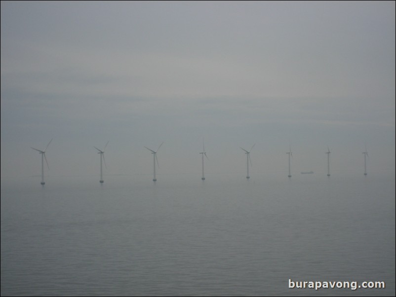 One of the many wind farms spotted while cruising into Copenhagen.