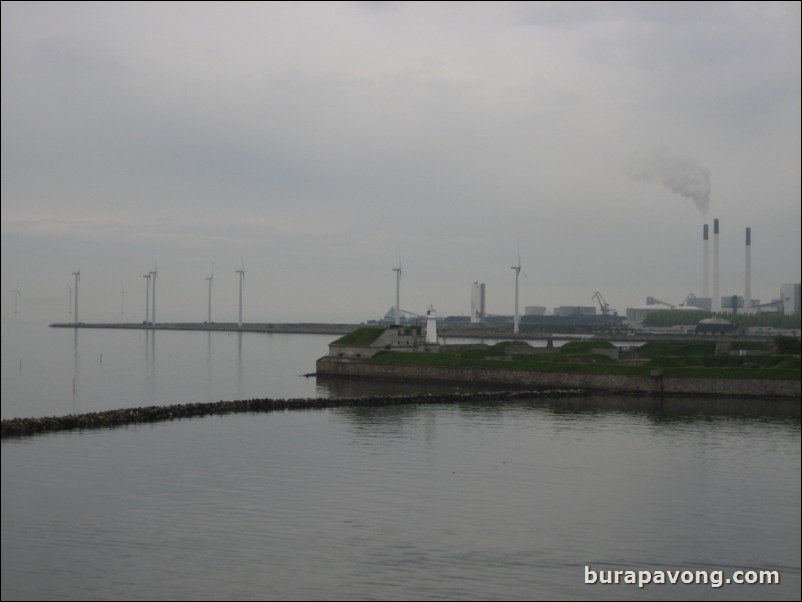 One of the many wind farms spotted while cruising into Copenhagen.