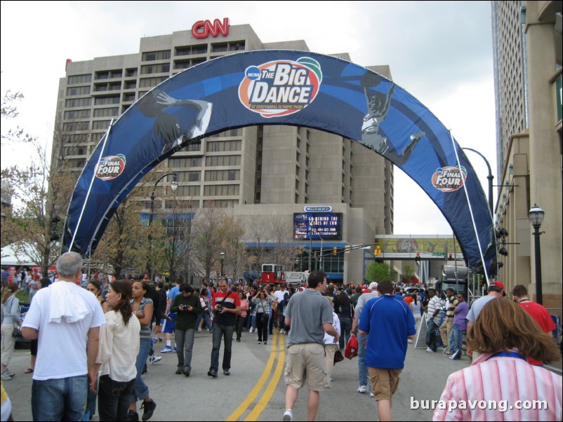 Andrew Young Blvd. entrance to the festivities in Centennial Park.