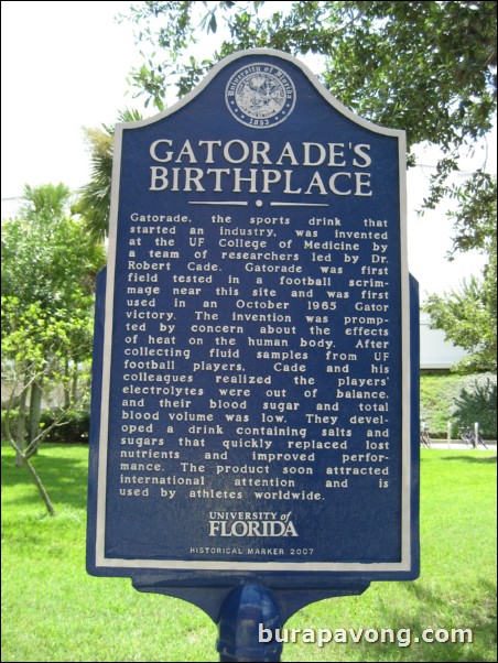 UF, Gatorade's birthplace.