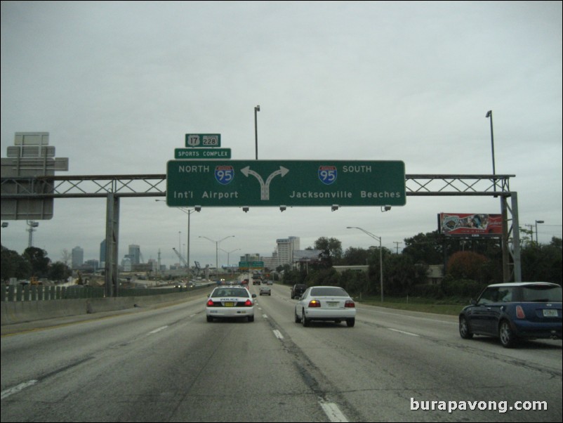 Heading towards downtown Jacksonville.