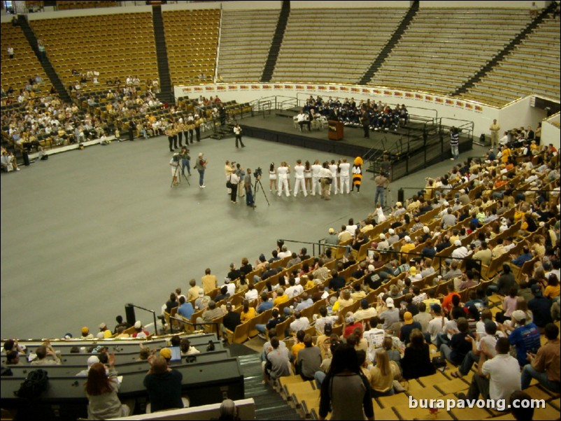 Georgia Tech basketball team return the following day from national championship game.