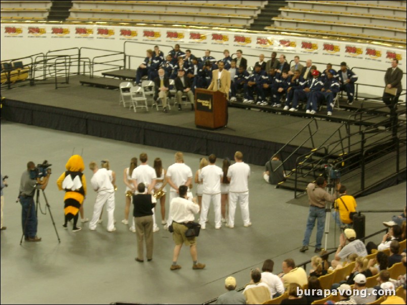 Georgia Tech basketball team return the following day from national championship game.