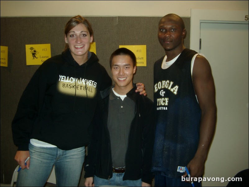 Senior volleyball and women's basketball player Lauren Sauer and freshman guard/forward D'Andre Bell.