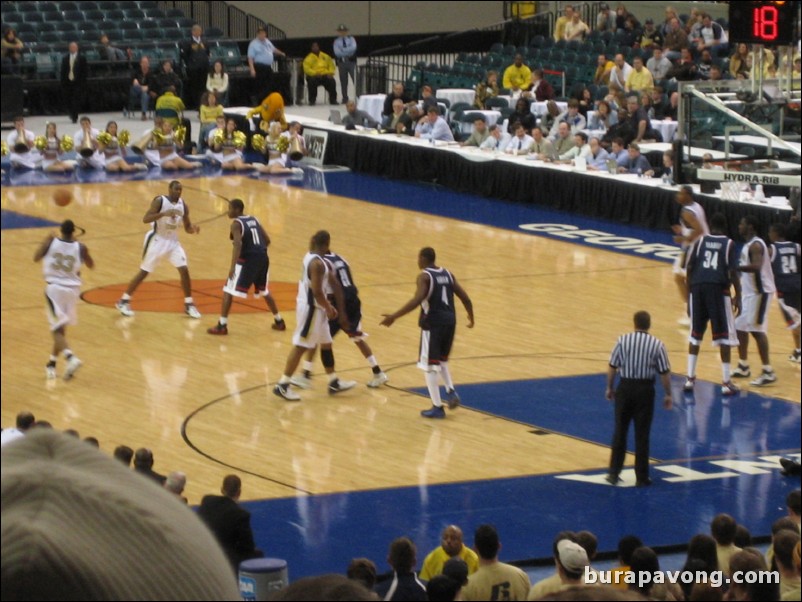 February 11, 2007. Georgia Tech defeats UConn 65-52 in the Georgia Dome (dry run for 2007 Final Four).