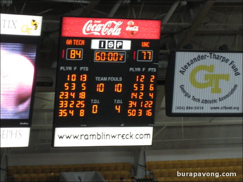 March 1, 2007. Georgia Tech defeats No. 8 North Carolina, 84-77.