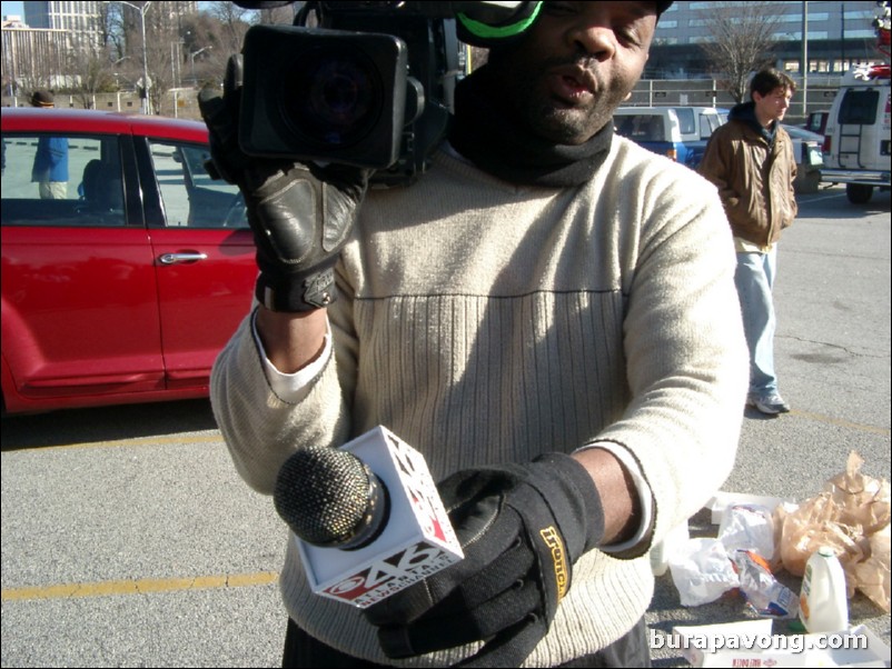 January 31, 2004. CBS 46 interviewing me and some fans before our game against Duke.