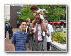 March 31, 2007. Hubert Davis (and daughter), ESPN College GameDay analyst and former UNC and NBA player.