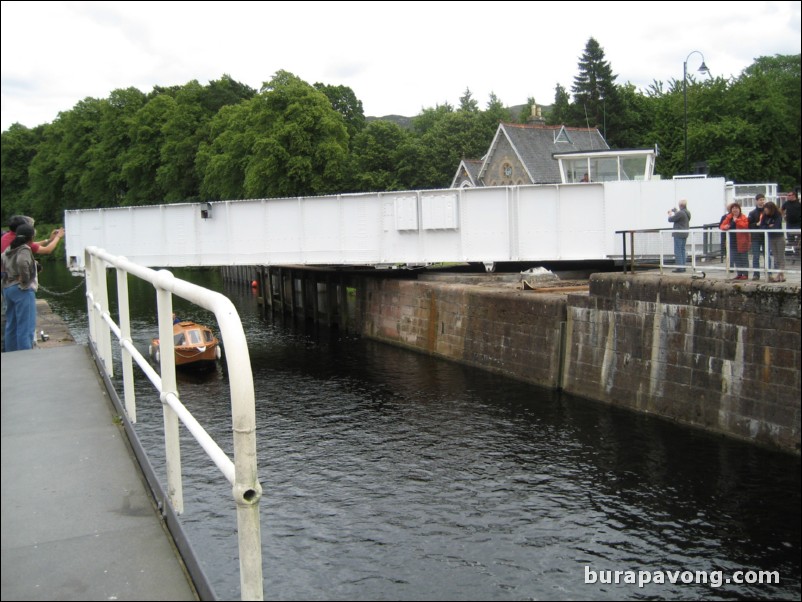 Fort Augustus Swing Bridge and Caledonian Canal.