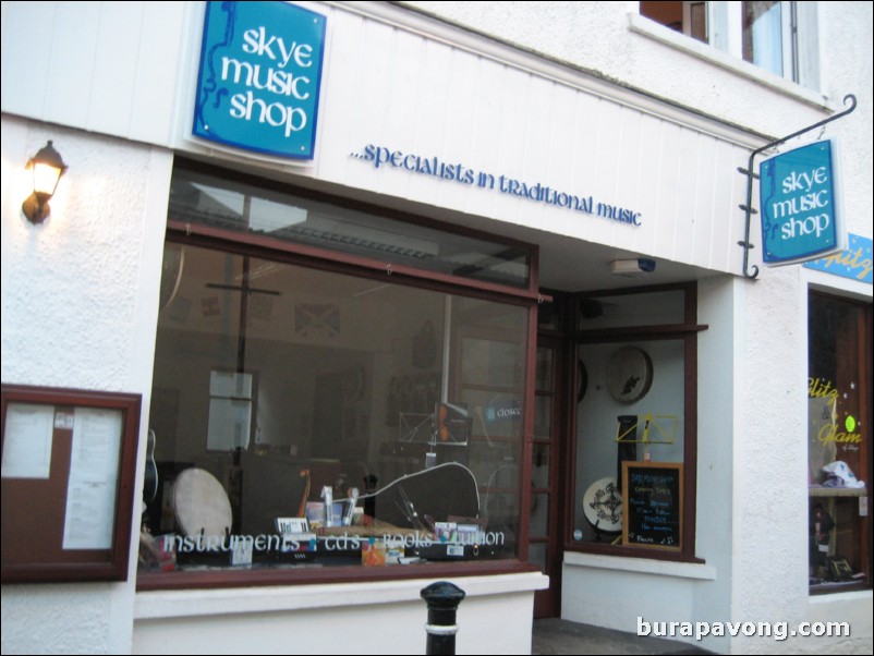 Skye Music Shop in Portree.  Owned and operated by Heartland.