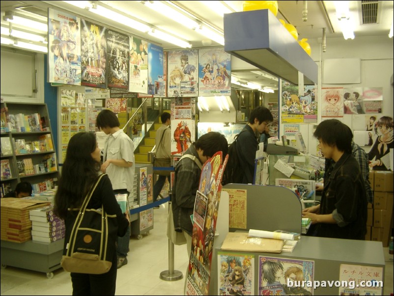 Inside an anime/manga store.