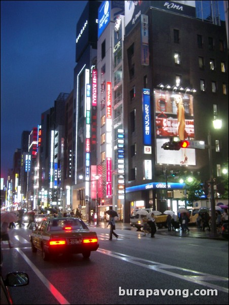 Ginza at night.