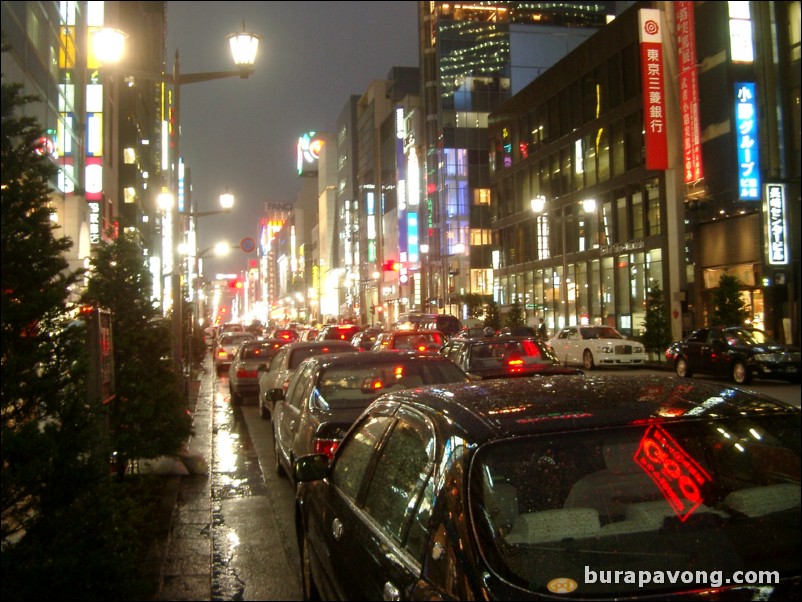 Ginza at night.