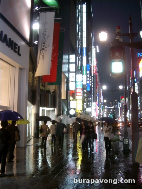 Ginza at night.