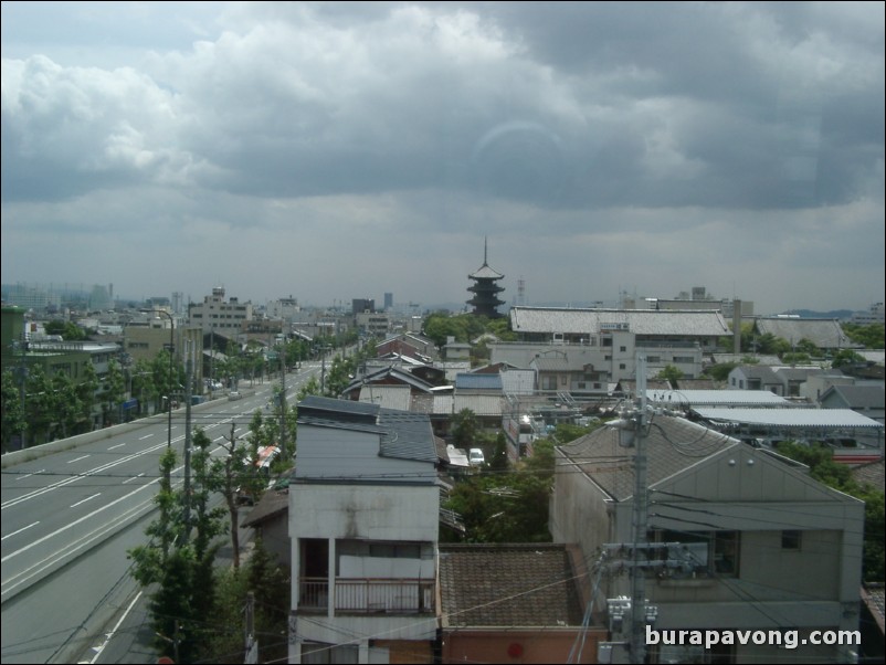 View of Kyoto from Shinkansen bullet train.