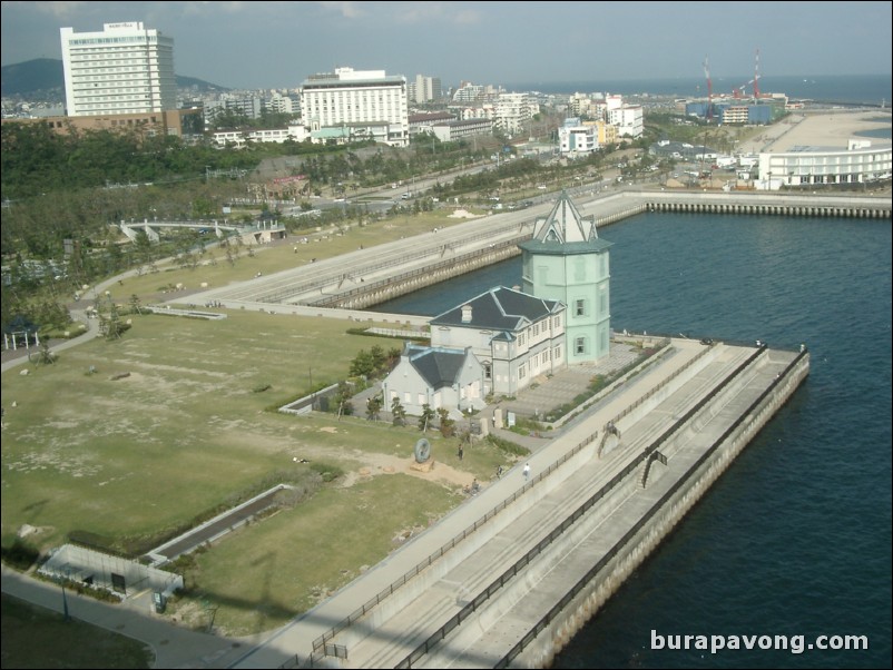 Looking down onto Maiko Park from Akashi-Maikyo Bridge.