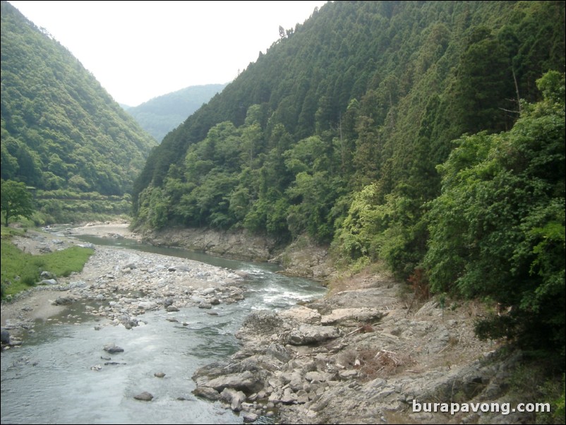 Overlooking Hozu River from the Sagano Romantic Train.