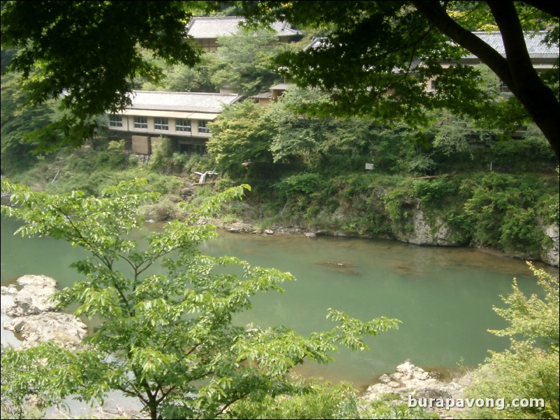 Overlooking Hozu River from the Sagano Romantic Train.