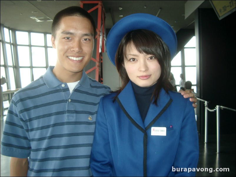 One of the Tokyo Tower elevator attendants.