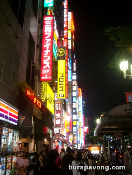 East Shinjuku at night.