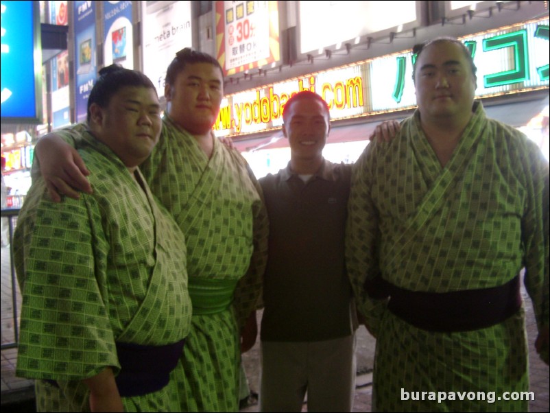 Sumo wrestlers outside Yodabashi Camera.