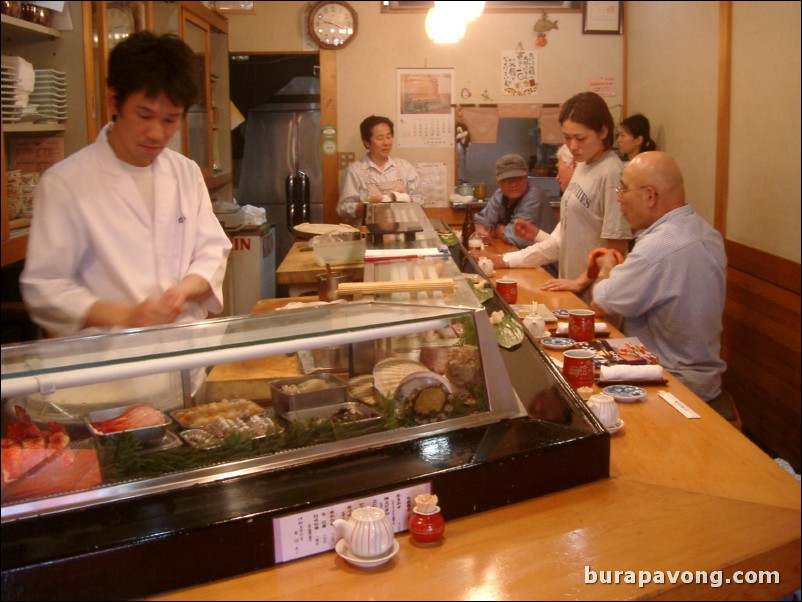 A sushi bar in Tsukiji.
