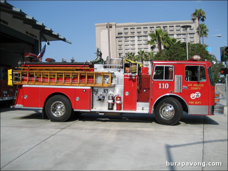 Los Angeles County fire truck. Ritz Carlton in background.
