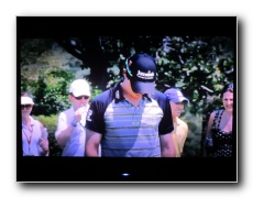 We got on TV while Rory was on the practice putting green.