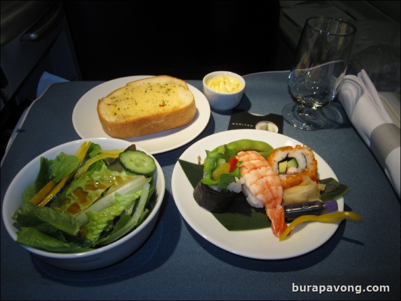 United Business Class food.