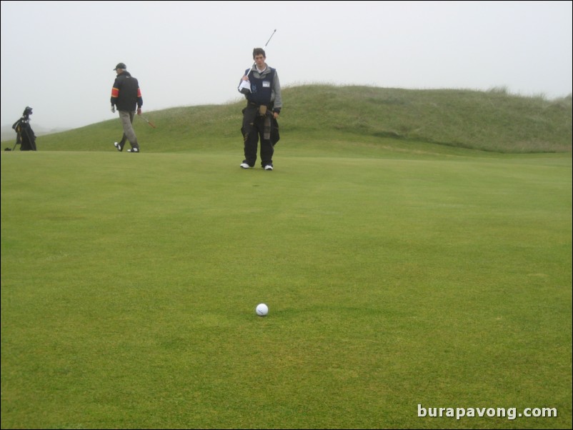 Oliver helping me line up a putt.