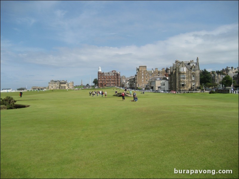 Sunday on The Old Course.  1st and 18th holes.