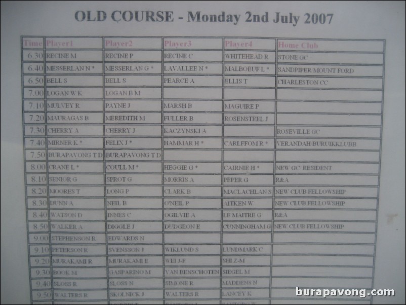 The Old Course Daily Ballot.