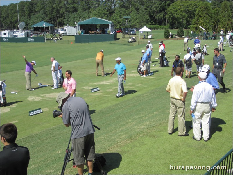 Tiger Woods at the driving range.