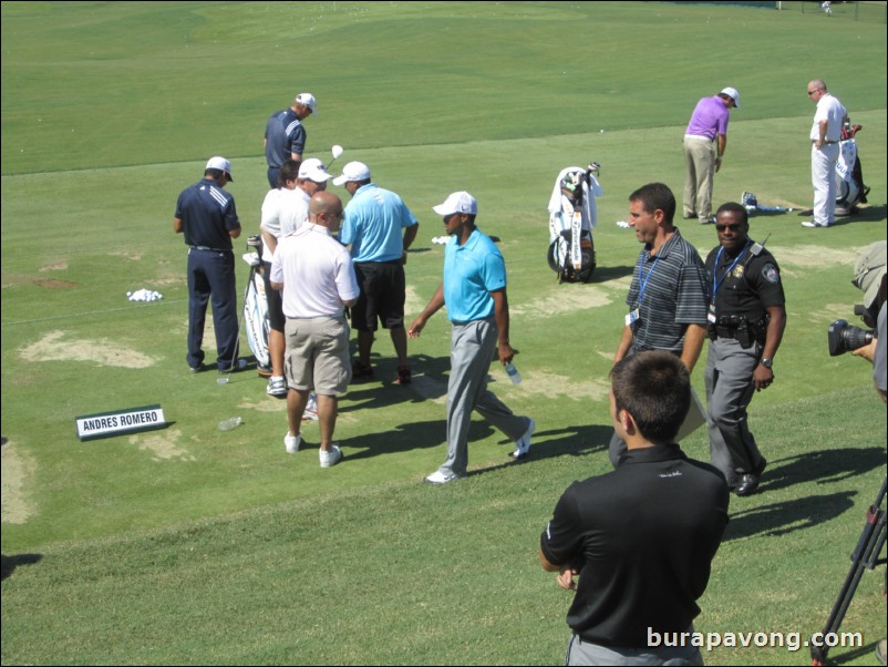 Tiger Woods at the driving range.