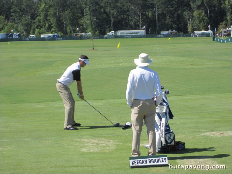 Keegan Bradley at the driving range.