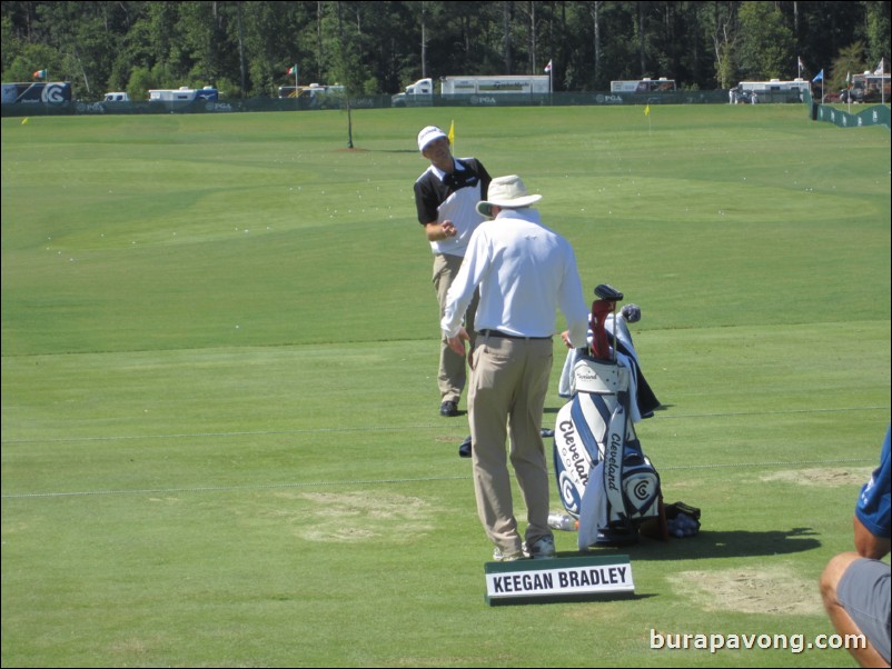 Keegan Bradley at the driving range.