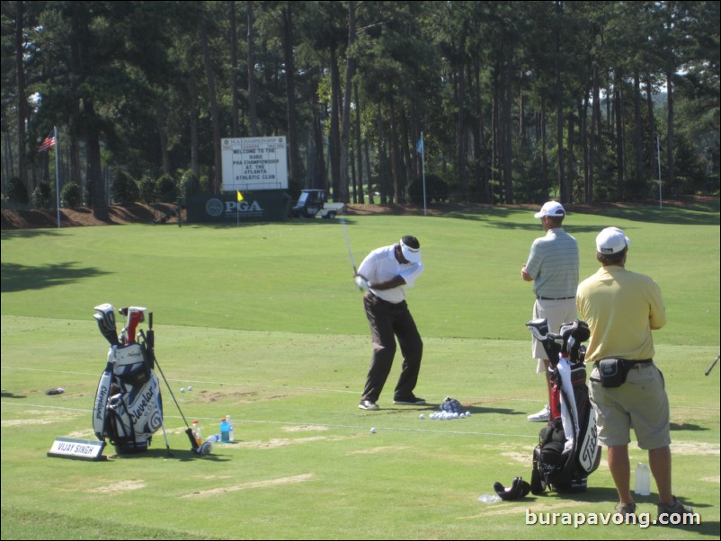 Vijay Singh at the driving range.