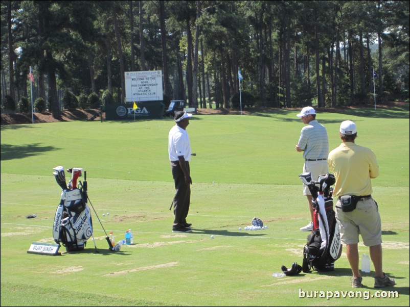 Vijay Singh at the driving range.