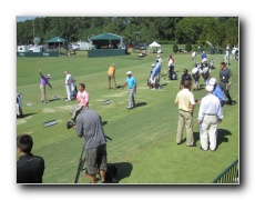 Tiger Woods at the driving range.